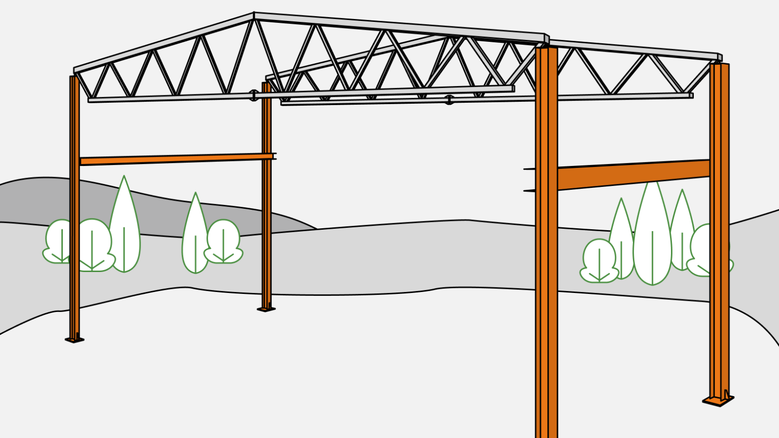 Колонны одноэтажных бескрановых зданий