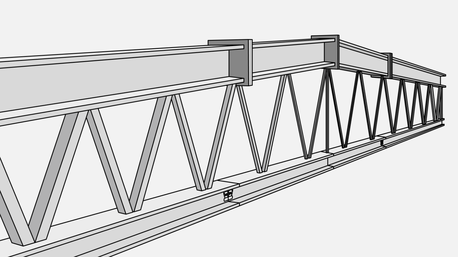 Фермы покрытия с поясами из двутавра, пролетом 36 м