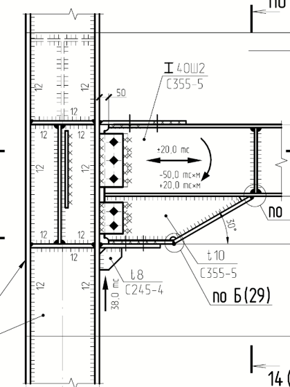 Узлы на монтажной сварке в исходном проекте 
